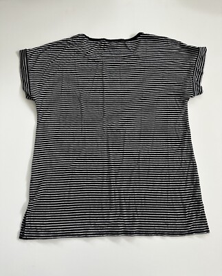 Cable & Gauge Women's T-shirt Black & White Striped Top Short