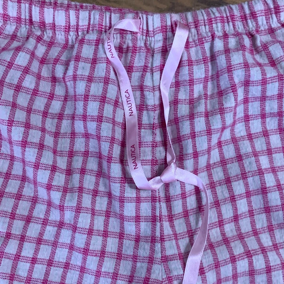 Vtg Nautica Pajama Pant Pink Flannel Plaid Checkered Sleepwear Elastic Medium - Image 2 of 4