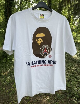 Bape Paris Saint-Germain PSG Ape Shark Tee FW18 White Size Large  New