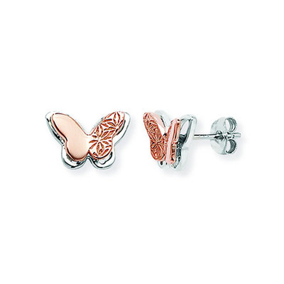 Orecchini A Farfalla In Argento 925 - Piccoli 4mm - Confezione Regalo Katy Craig - Bianco - 3
