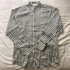 Versace Silk Shirt Striped Long Sleeve with Cufflinks Size M From Japan y2326