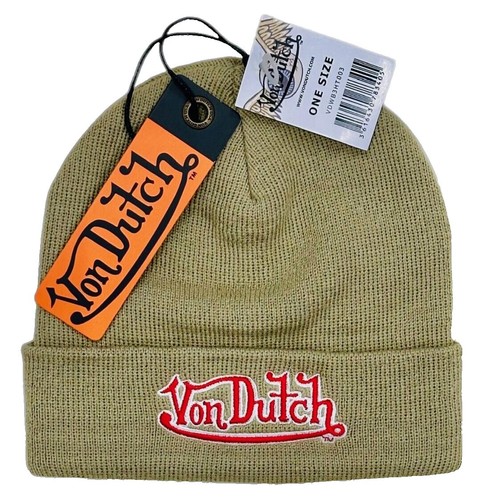 VON DUTCH WOMENS  ORANGE KNIT BEANIE W/RED LOGO EMBROIDERED STITCHING NWOT Von Dutch Womens Beanie Hat - Soft Cuffed Knitted Skull Cap  main image 4