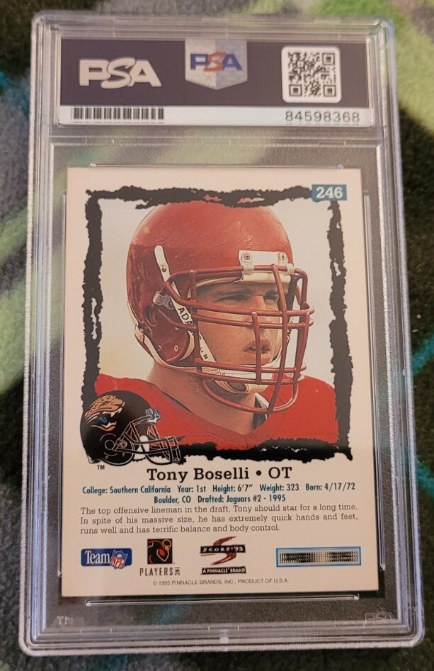 Tony Boselli signed autographed 95 Score Football Rookie Card RC IP auto PSA USC view 3