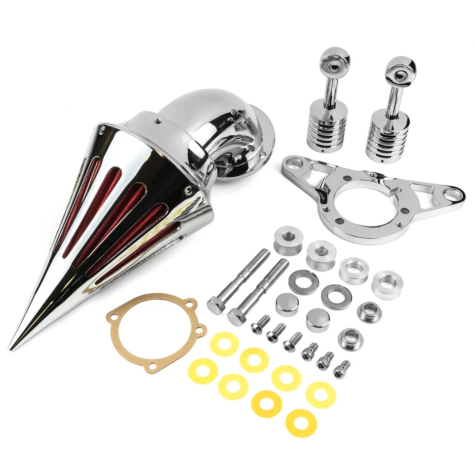 Filtro de admisión de filtro de aire de clavo cromado para motocicleta Harley Davidson Softail Foto 3 de 4