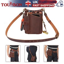 TOURBON Tool Waist Bag Leather Gardening Pouch with Shoulder Strap Men Women UK