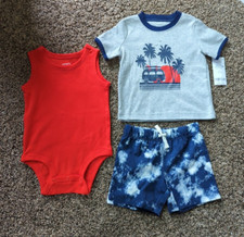Infant Boys  Carter's 3-Piece Set  Red  Blue  12 Months  NWT