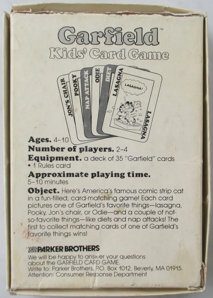 Juego de cartas Garfield Kids 1978 Parker Brothers juego a juego vintage Foto 2 de 4