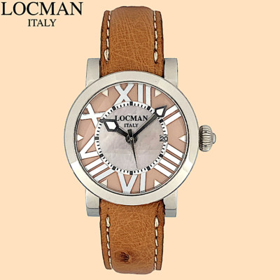 Locman Toscano Ref 291 Quartz Watch Mother-Of-Pearl Ostrich Leather Strap 30 mm
