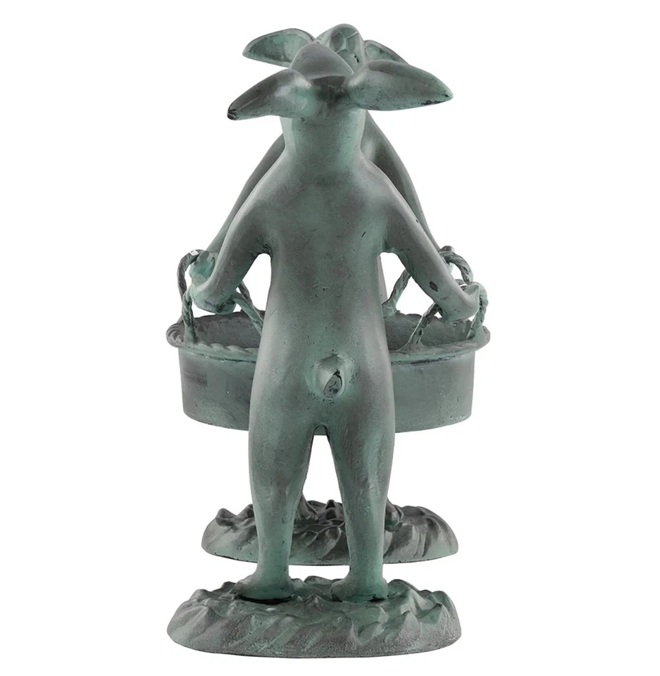 SPI家用铸铝兔子园丁植物盆架15.5英寸高 — 第 3/4 张图片