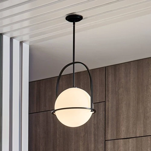 Hinkley Somerset 11 1/2" Buckeye Bronze Opal Glass Mini Pendant Light - Picture 1 of 10