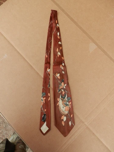 Vintage 1950's Crosby Silk Men's Tie, American Song Birds, Baltimore Oriole