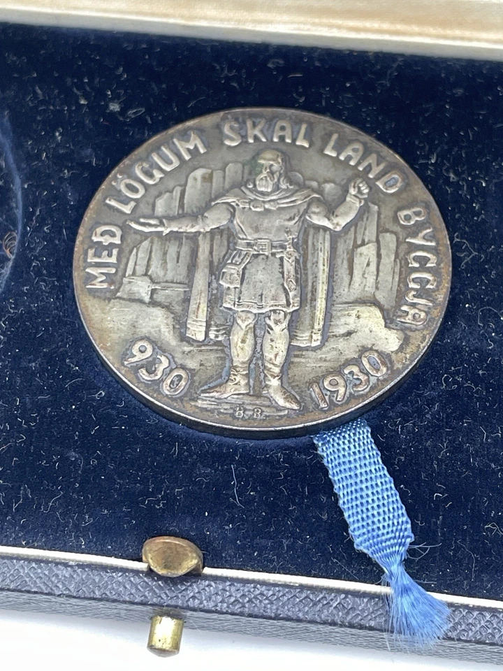 Juego de monedas de bronce esterlina Althing de 1000 años Islandia 930-1930 10 5 y 2 Krònur Foto 4 de 4