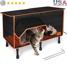 Heated Outdoor Cat House Waterproof Insulated Shelter Feral Stray Cats New
