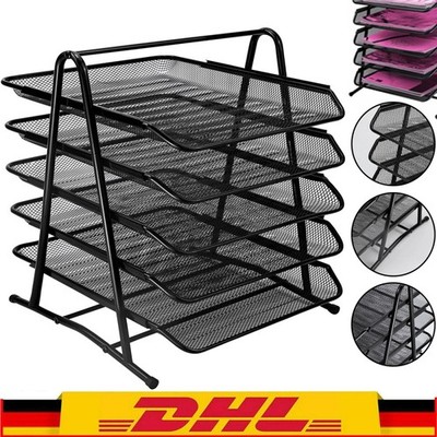 Dokumentenablage Schreibtisch-Organizer Ablagesystem 5 Fächer Metall Büroablage