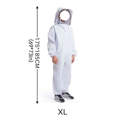 Bee Suit XL with Veil Hood Beekeeping Suits for Backyard Bee White