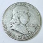 1954 D US Franklin 90% Silver Half Dollar Circulated Coin #6510