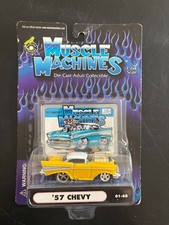 Funline Muscle Machines 1957 Chevy Yellow/White 1:64 Diecast NIB 2001 01-68