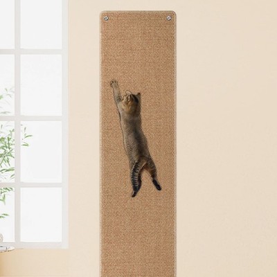 Cat Wall Climbing Carpet 71x15.8 inch Large Scratch Pad with 16 Nails Camel