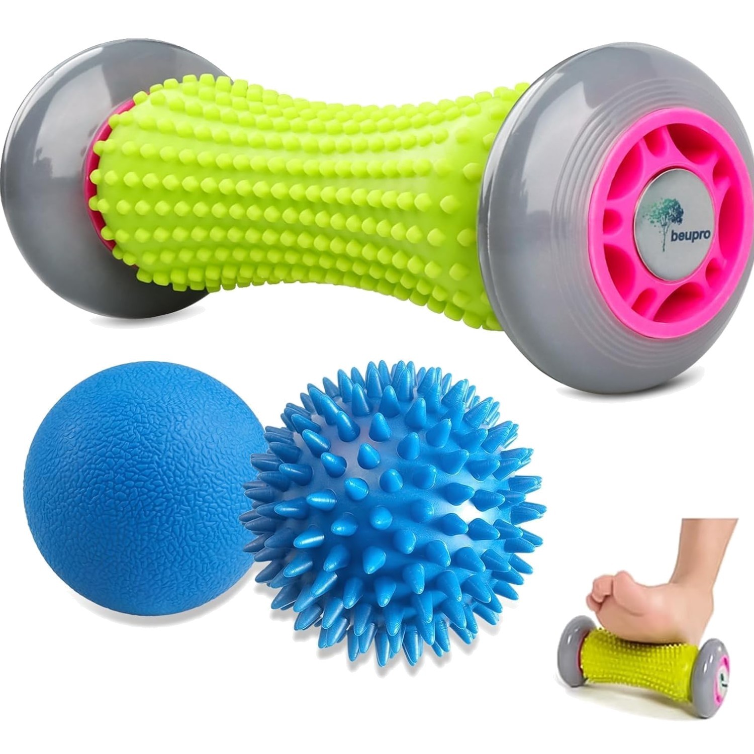 Fußmassageroller Set für Plantarfasziitis Massageball Noppen Top Produkt