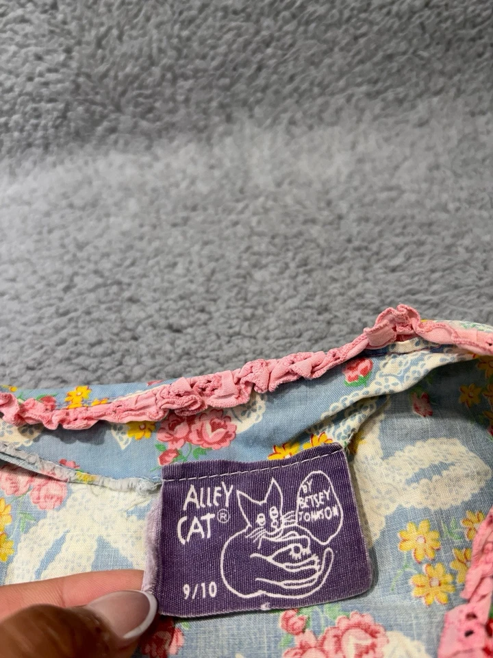 Vintage Betsey Johnson Alley Cat Dress Womens Medium Pink Whimsical Boho Patch - Image 2 of 4