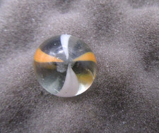 Beautiful Antique Hand-Made German Striped Marble 11/16" Orange, White, Clear