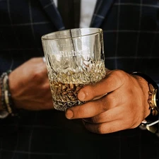 Personalised Engraving 310ml Whiskey Glass - Diamond Pattern