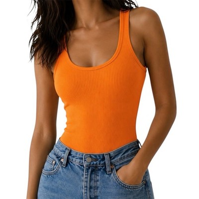 Primark Ribbed Bodysuit Size XS Orange Women s Sleeveless Body Top