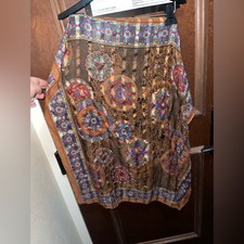 Vintage Colorful Medallion Patterned Scarf Italian 31  x31  