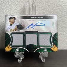 2025 Topps Tier One Tim Hudson Game-Used Triple Patch Green Foil /49 Color AUTO