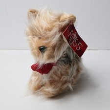 Russ Berrie Genghis Yorkie Terrier Dog Plush Vintage 8 Inch Tan Gray Red Bow NWT