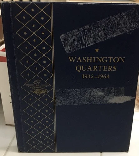 1932-1963 Washington Quarters 90% Silver Circulated Lot of 46 Coins With Album