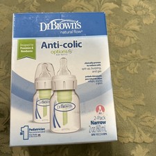 2 Pack Dr. Brown's Natural Flow Anti-Colic Baby Bottle, 2 oz, 2 Ct