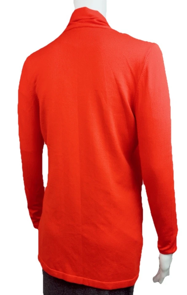 Cardigã J McLaughlin XS manga longa mistura de algodão aberto suéter laranja queimado - Imagem 3 de 4