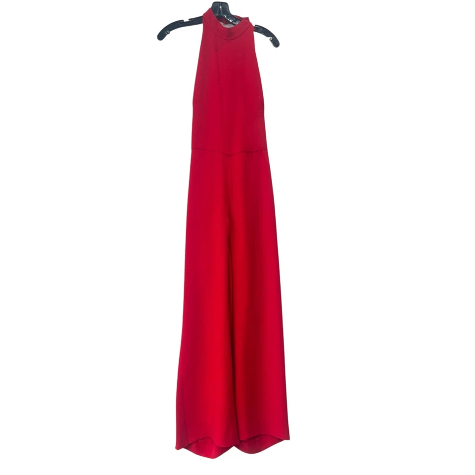 $5770 Valentino Red Wide Leg Halter Silk Cady Jumpsuit size 6 AS IS - Image 2 of 4