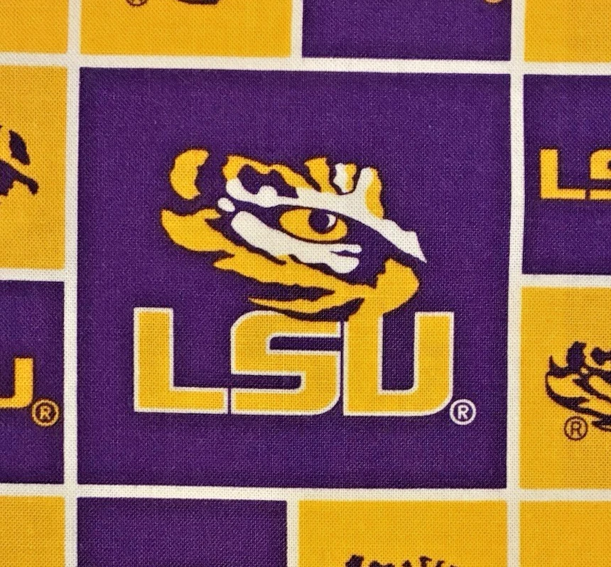 LSU Tigers Cotton Fabric 1 1/2 yards NCAA Football Louisiana State University - Image 4 of 4