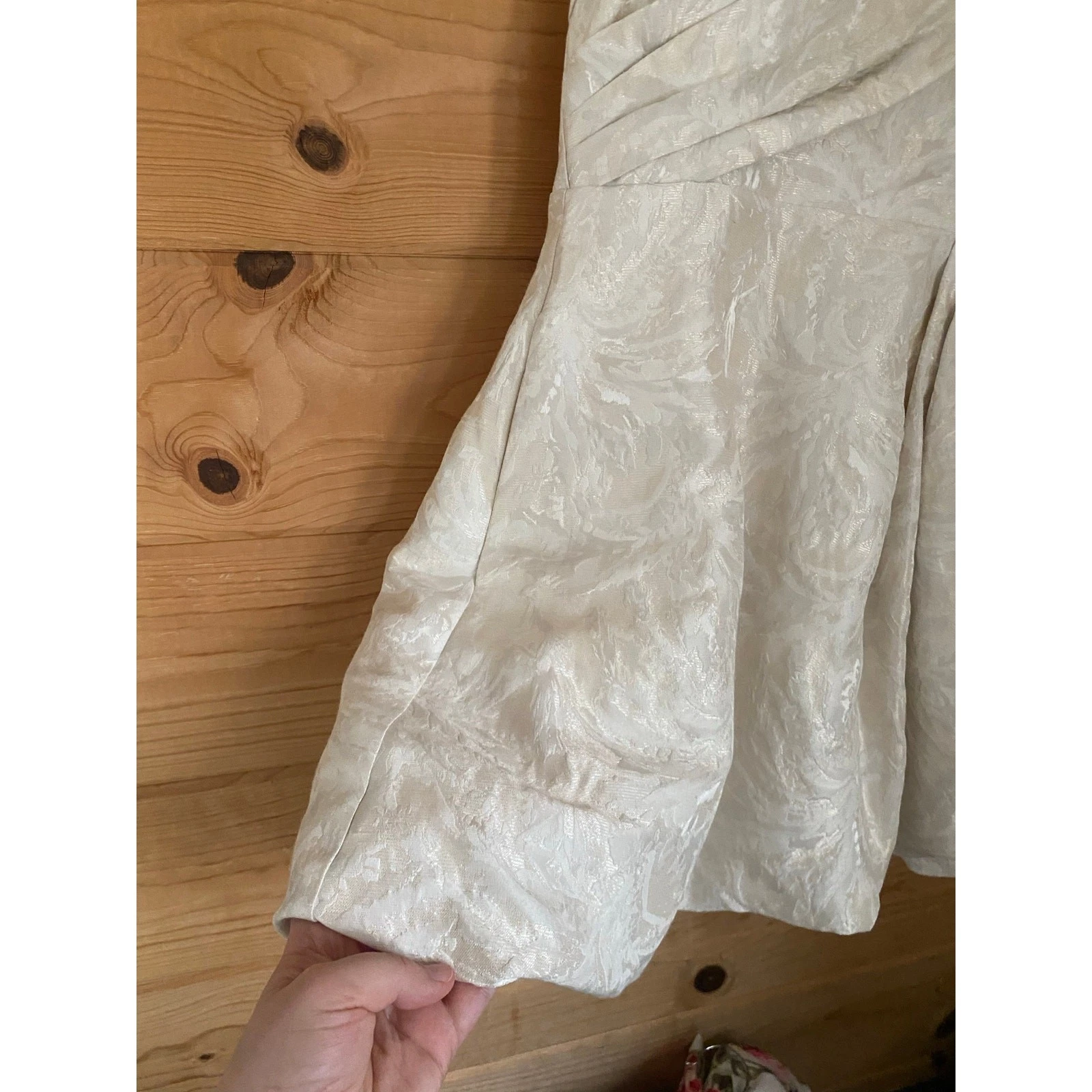 OFF WHITE Mini abito senza spalline Monique Lhullier jacquard bianco sporco con tasche taglia 4