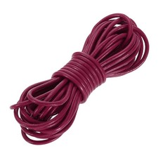 5.5 Yard 3mm Round Leather Cord Lacing String for DIY Crafts, Rose Red
