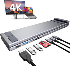 USB C Laptop Docking Station Stand, Dock Tablet Stand, 8 in 1 USB C Hub with 4K
