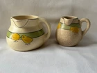1910 Roseville Pottery 2 Creamers Juvenile Creamware with Chicks Side Spouts