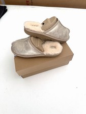UGG Keegan Gold Metallic 1139810K Plush Lined Slipper Kids Size 3 Wool Lined NEW