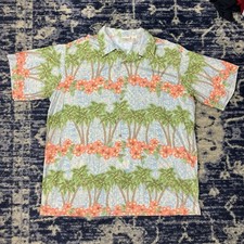 Vintage L.L. Bean Aloha Hawaiian Floral Short Sleeve Polo Shirt Mens XL Tall