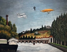 Rare fine unique landscape painting, signed Henri Rousseau, w COA