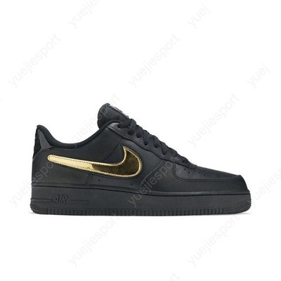 Mens Nike Air Force 1 Low \'07 LV8 Removable Swoosh Black Gold CT2252-001 Size 10 Available Now // Removable Metallic Gold Swoosh Air Force 1  main image 4