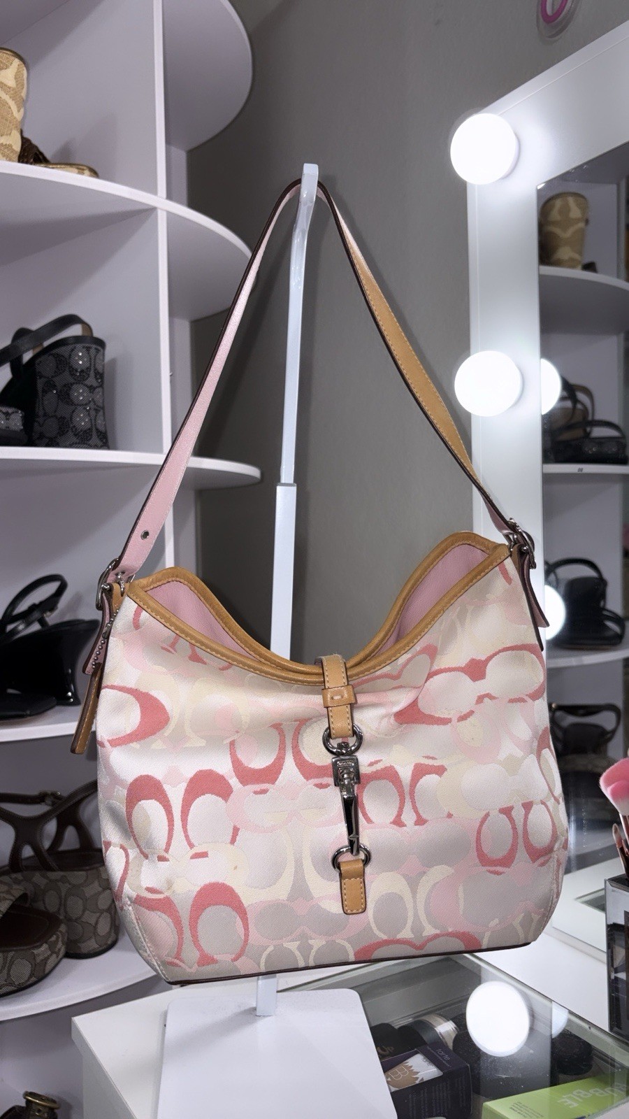 Coach Signature pink optic Hampton shoulder bag