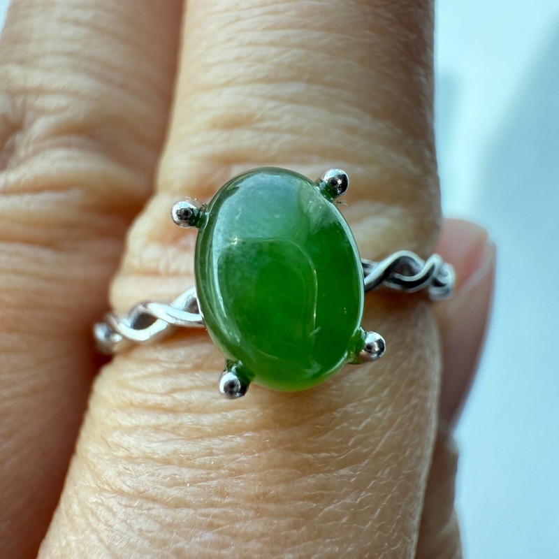925 Sterling Silver Ring 8x6mm Green Natural Emerald Gemstone Jewelry Women NEW
