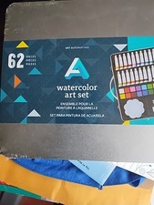 62 PC. Watercolor Set Art Alternatives, 20 Tubes, 16 Cakes, 6 Pencils, 4 Brushes
