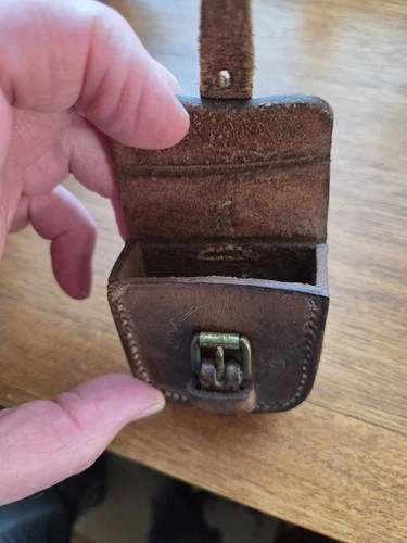 Officer's Compass Leather Case.  Possibly WW1/WW2. Military impressed mark.