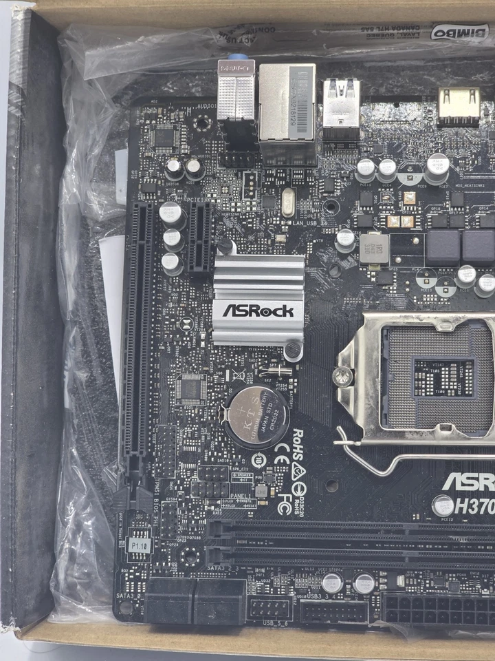 AS-IS ASRock H370M-HDV LGA1151 DDR4 SATA3&USB3.2 Micro Motherboard (UNTESTED) - Image 3 of 4