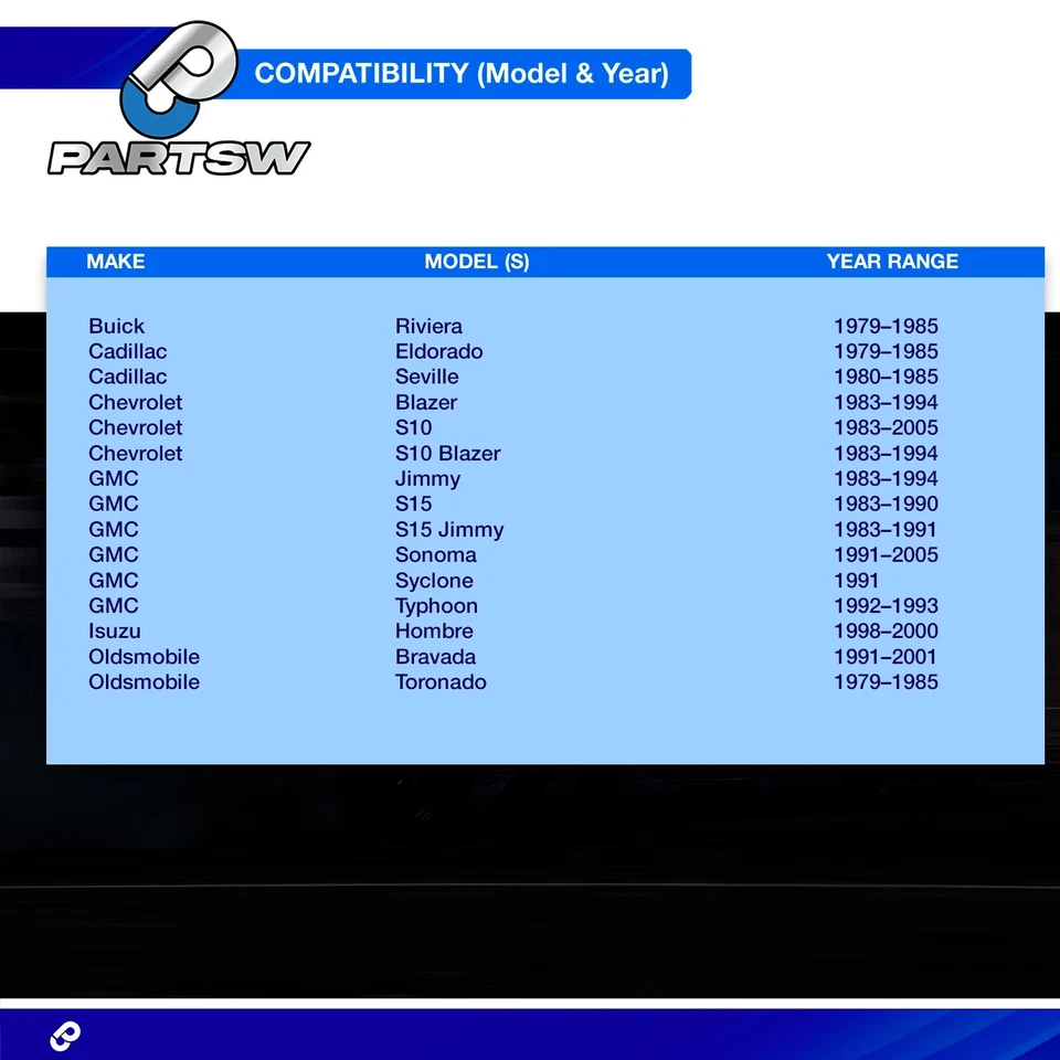 Kit de rótulas superiores inferiores de barras de amarre delanteras interiores exteriores para Chevrolet S10 8 piezas PartsW Foto 2 de 4
