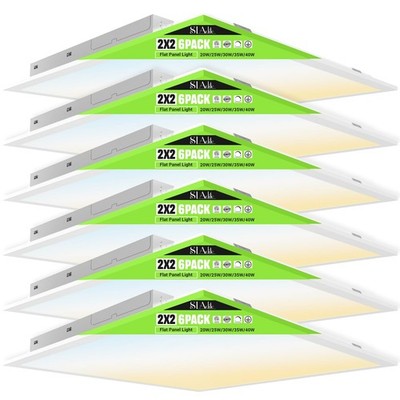 6Pack 2x2 LED Light Flat Panel,40/35/30/25/20W,5 2x2FT 6PACK, 